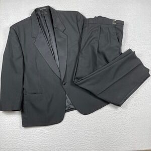 Neil Allyn Tuxedo Suit Men 48S 42-44W Black Peak Lapel Adjustable Waist Short